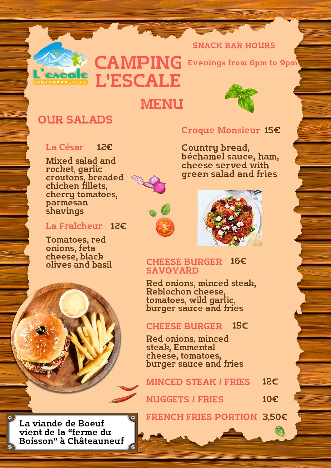 MENUS SNACK anglais 2026